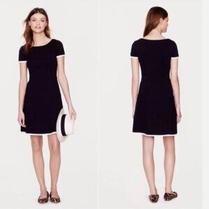 J. Crew Factory Navy Tipped Stretch Ponte A-Line Dress